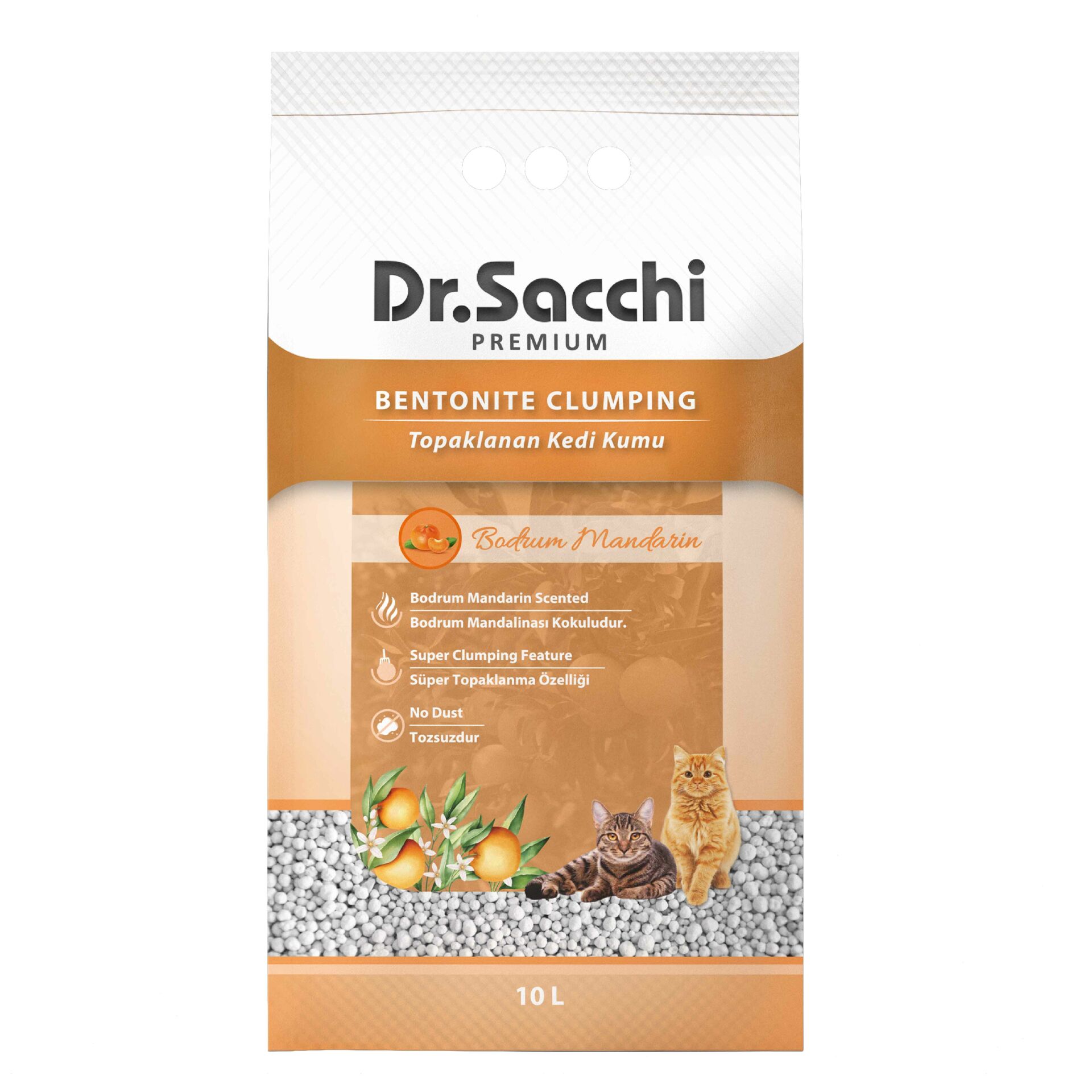 Dr.Sacchi Bodrum Tangerine Scented Bentonite Cat Litter 10 Lt