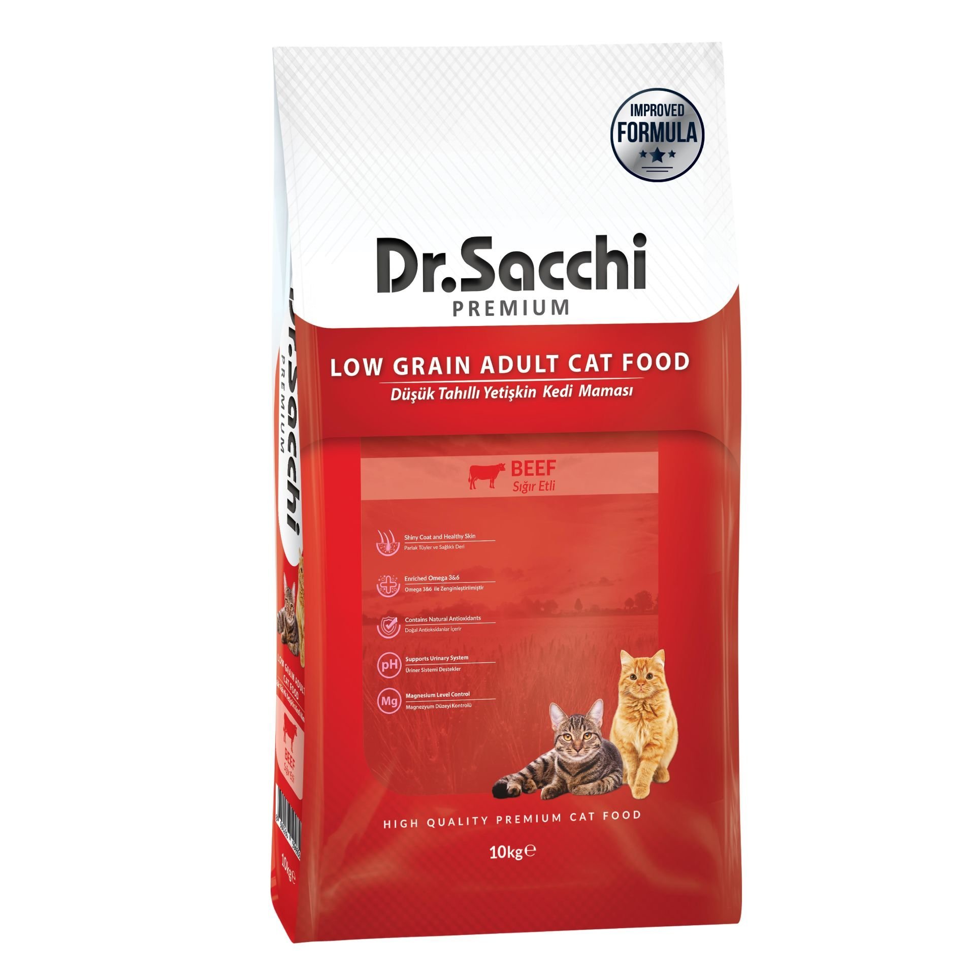 Dr.Sacchi Premium Low Grain Beef Cat Food 10 Kg