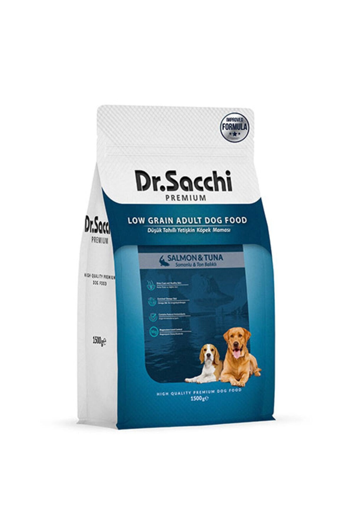DR. SACCHİ DÜŞK TAHILLI SOMONLU YTŞKN KÖPEK 1,5 KG