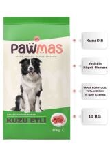 PAWMAS YETİŞKİN KÖPEK MAMASI KUZU ETLİ 10 KG