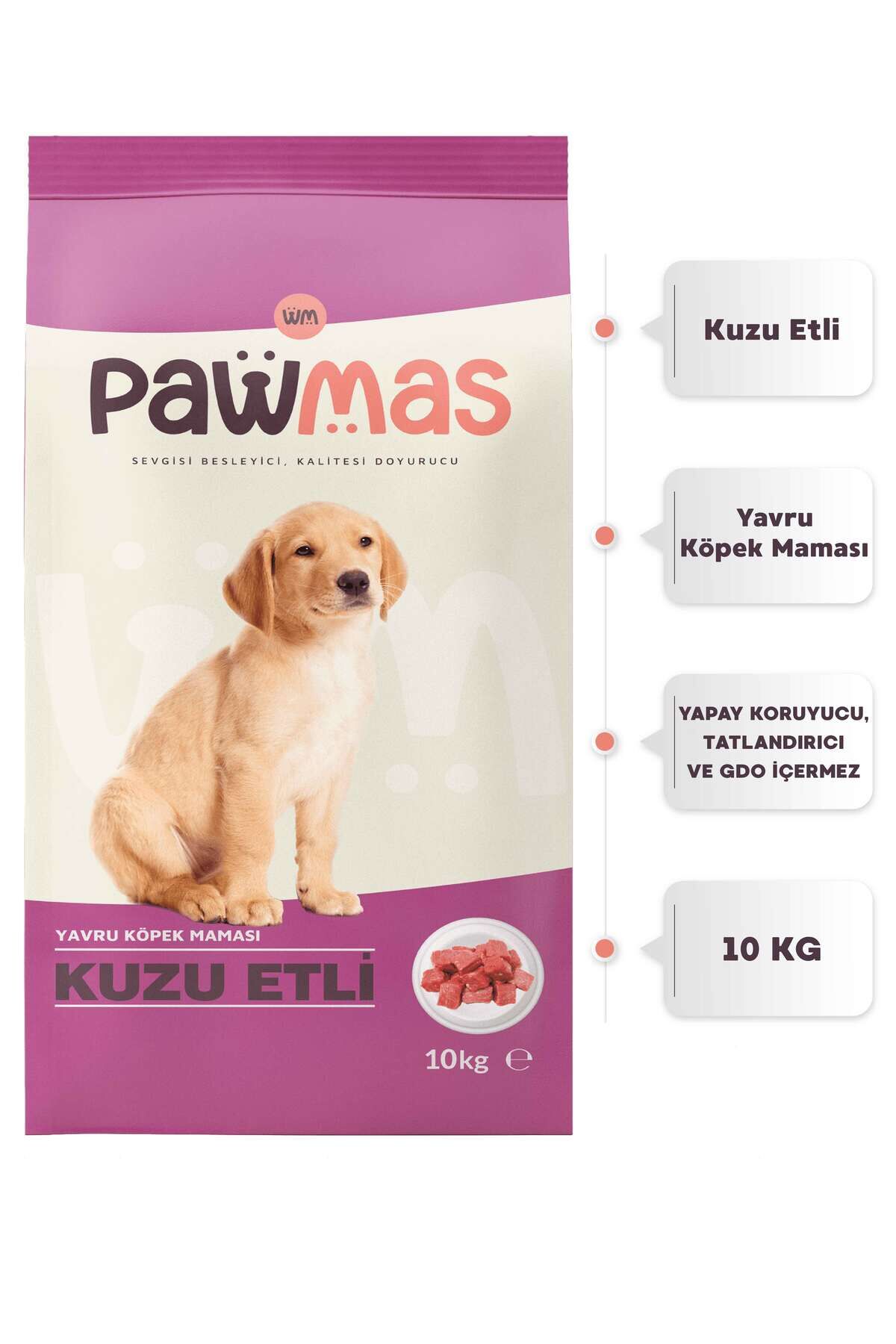 PAWMAS YAVRU KÖPEK MAMASI KUZU ETLİ 10 KG