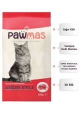PAWMAS YETİŞKİN KEDİ MAMASI SIĞIR ETLİ 10 KG